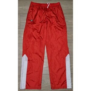 Champion Ladies Size Medium Windbreaker Swishy Track Pants Lined Ankle Zip Red